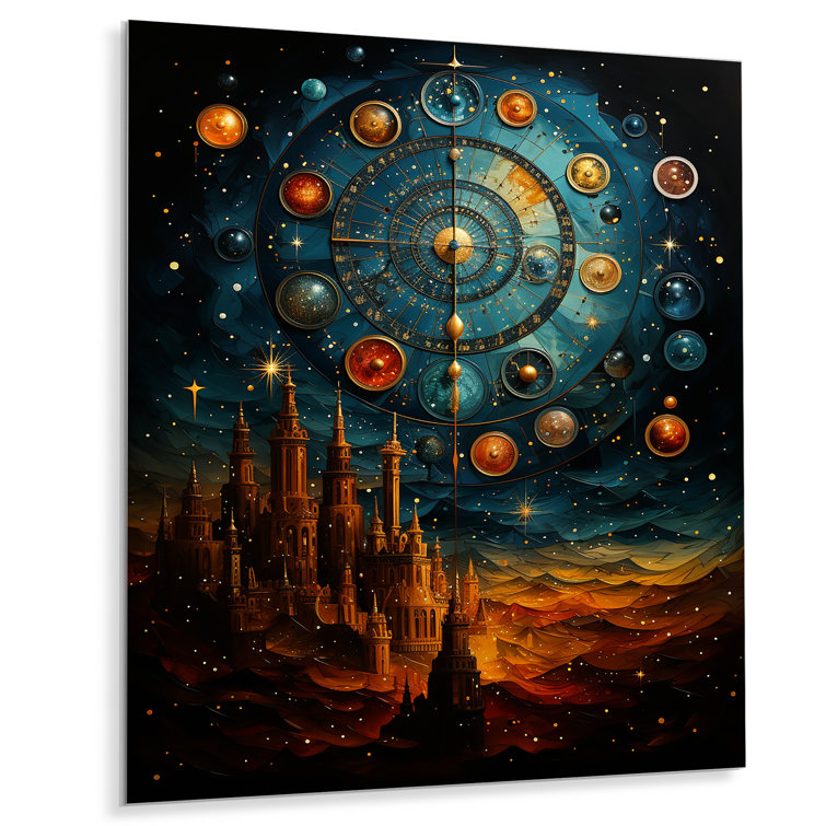 Astrology Astrological Mosaic On Metal Print